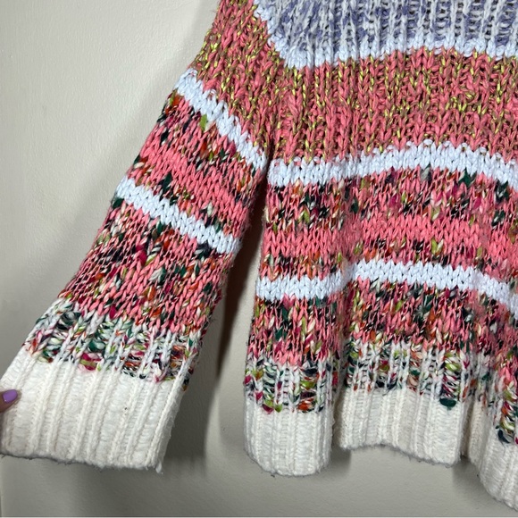 Anthropologie Chunky Knit Multicolor Kahlo Stripe Sweater Womens Size Small Boho - Picture 5 of 11